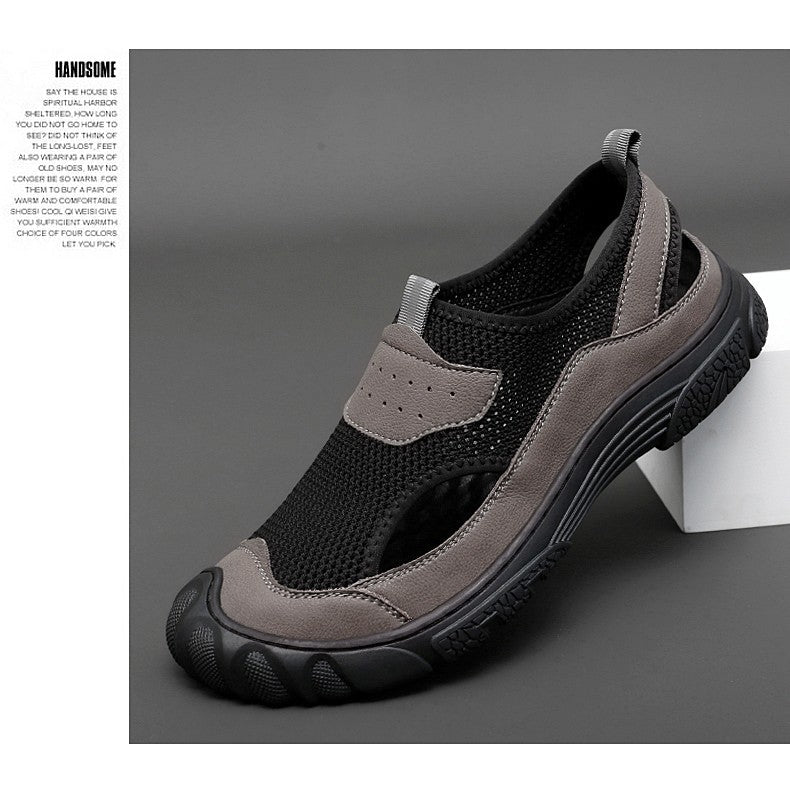 Outdoor Trendy Sandals Summer Mesh Hollow Casual Outerwear Shoes Men's Breathable Sports Shoes Beach Sandals New