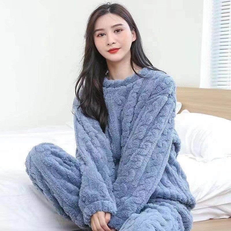 Winter Women's New Pajamas Homewear Suit Women's Fall and Winter Warm Clothes Coral Velvet Leisure Pajamas Padded Homewear