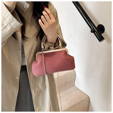 Luxury Design Women's Evening Clutch Purse Dinner Party Ladies Small Clip Shoulder Bag Handbags Retro Female Chain Crossbody Bag