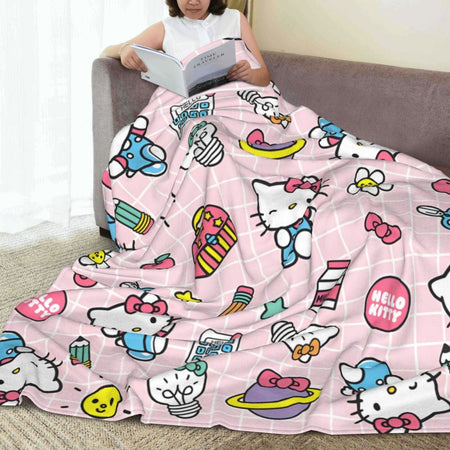 Christmas Hello Kitty Blankets Quality Warm Throw Blanket Winter Travel Office Couch Bed Graphic Bedspread