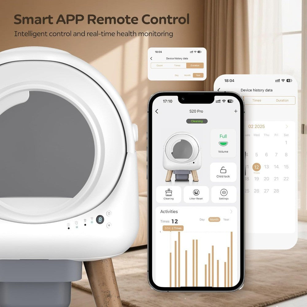 Self Cleaning Litter Box,Automatic Cat Litter Box for Multiple Cats,Robot with APP Control,Smart Dual Safety Protection