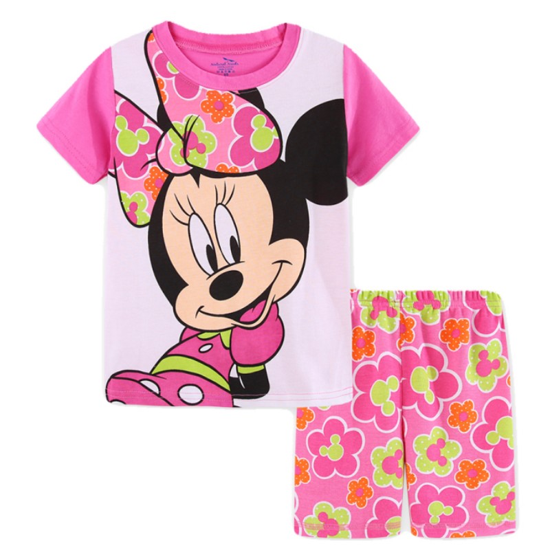 Hot Summer Pyjamas Suit Pink Minnie kids Sleepwear Boys Pijamas Cotton Nightwear Clothes Pajamas Sets