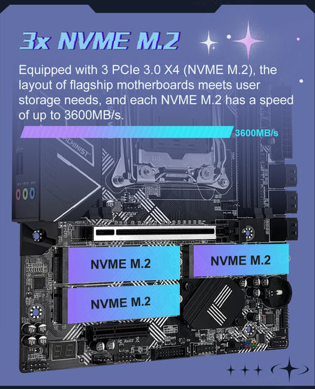 MACHINIST X99 V9S Motherboard Support TPM2.0 LGA 2011-3 Xeon E5 cpu DDR4 RAM C612 chip with 3*NVME M.2 slot SATA3.0 USB3.0