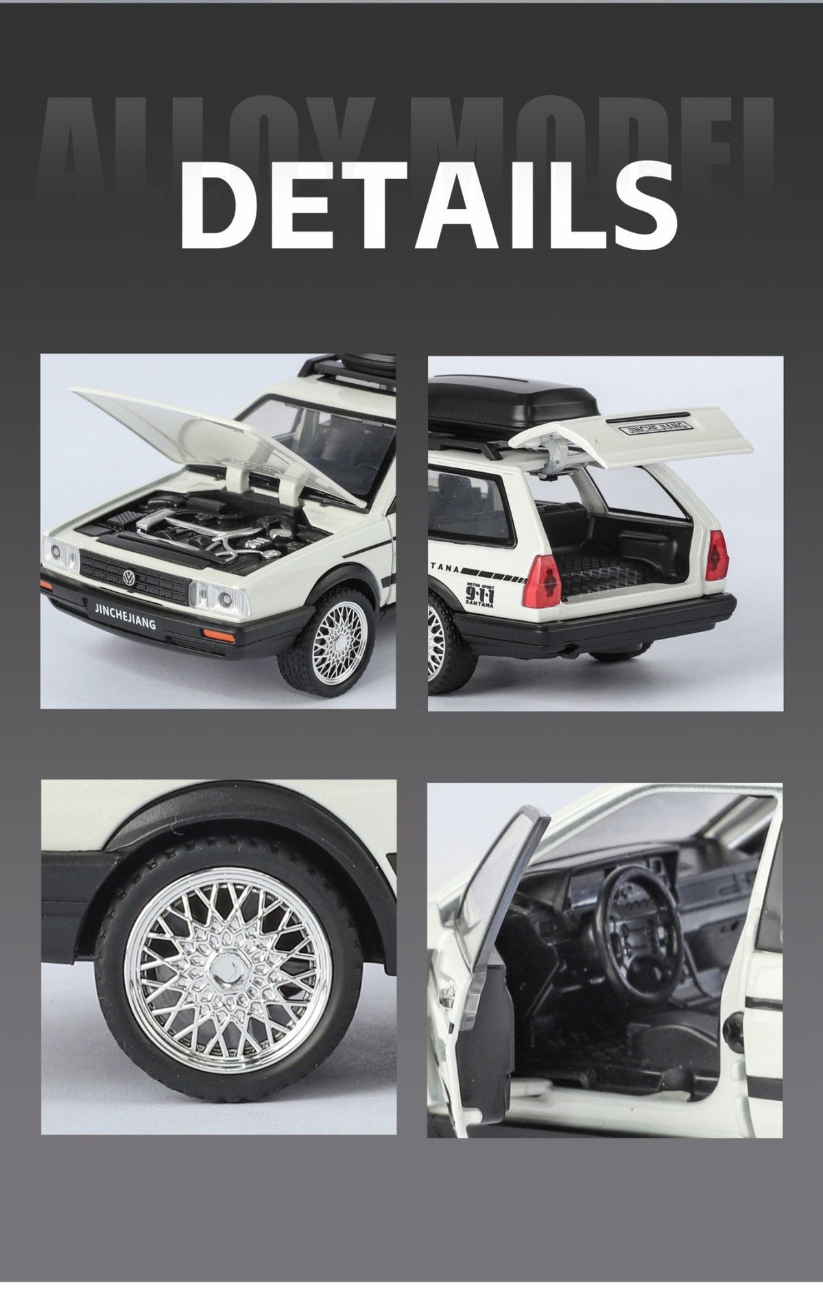 1:32 Scale VolksWagenwerk Santana Wagon Alloy Diecast Model Decorative Trendy Ornaments For Friend Gift Sound And Light Toys