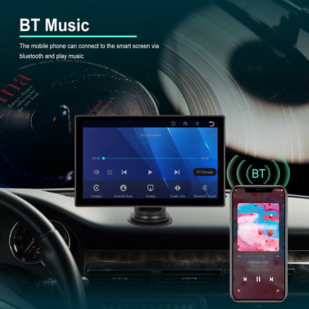 Portable 9" Car Mirror Radio Multimedia Video Player Universal Wireless CarPlay Android Auto Screen Bluetooth AUX TF GPS DVR