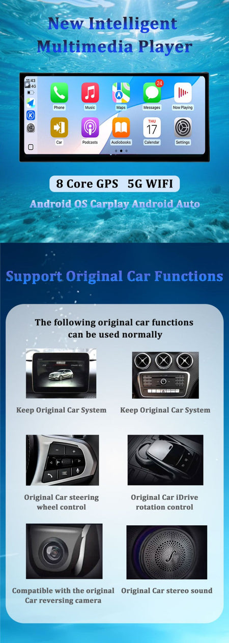 Wireless CarPlay Android 15 Touchscreen Stereo For BMW 1 Series F20 F21 F22 F23 2016 - 2023 NBT/EVO System WiFi GPS 4G F6NAVI