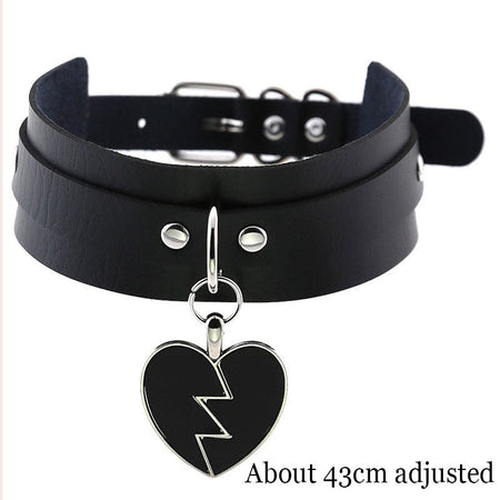Woman Black Punk Choker Collar Necklace Sexy PU Leather Heart Lock Key Spike Chocker Gothic Cosplay Accessories Party Jewelry