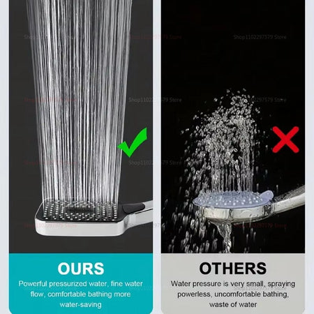 3 Mode Adjustable High Pressure Shower Head Handheld Large Flow Water Saving Pressurized Shower Head Mixer Bathroom Accessories