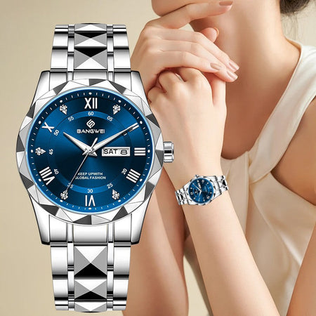 BANGWEI Woman Watch Luxury Elagant Classic Fashion ClockBusiness Casual Date Stainless Waterproof Luminous Quartz Ladies Watches