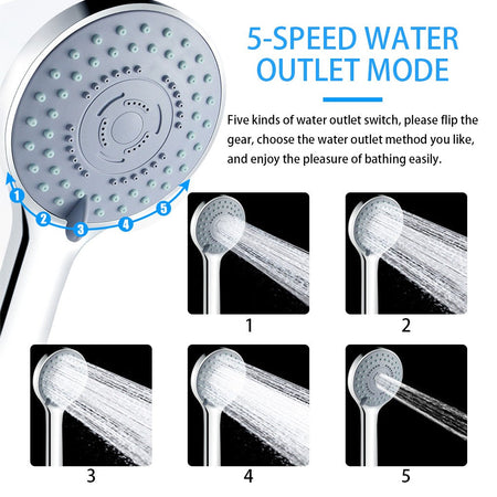 5 Modes Shower Head Set High Rainfall Massage Handheld Bath Sprayer Nozzle Shower Head With Hose Bracket Bathroom Accessories