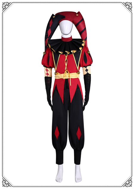 The Freak Circus Pierrot Jester Harlequin Cosplay Costume for Game Adult Clown Joker with Mask Halloween Carnival Outfits