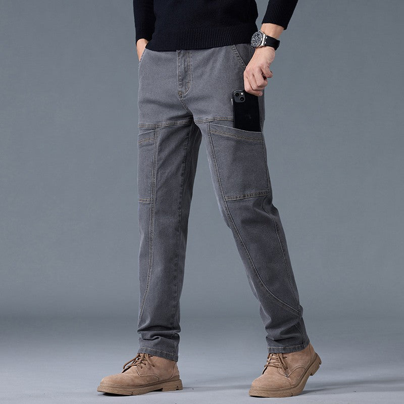 Fashion Print Six-Pocket Jeans Small Straight Cut Style Men's Casual Comfortable Fit Clothing