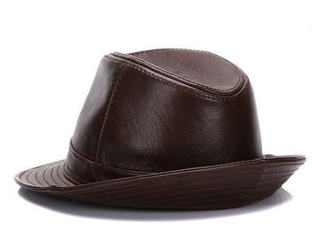 New Style Autumn Winter Warm Cowboy  100% Real Cowhide Leather Hats Men Real Genuine Cowhide Leather Top Hats Men Fashion Caps