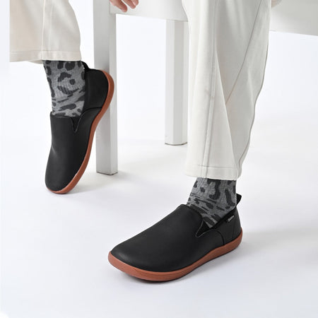Oiaano  Wide Toe Men Minimalist Shoes  Comfortable Sneakers Leather Casual Shoes Black Slip On Leisure Loafers  Drive  Office