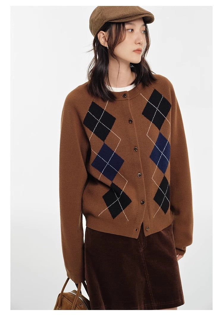 College style sweater 100% Australian Wool Sweaters Large Size Cardigan High-grade Women's Autumn Winter Fashion Knitwear