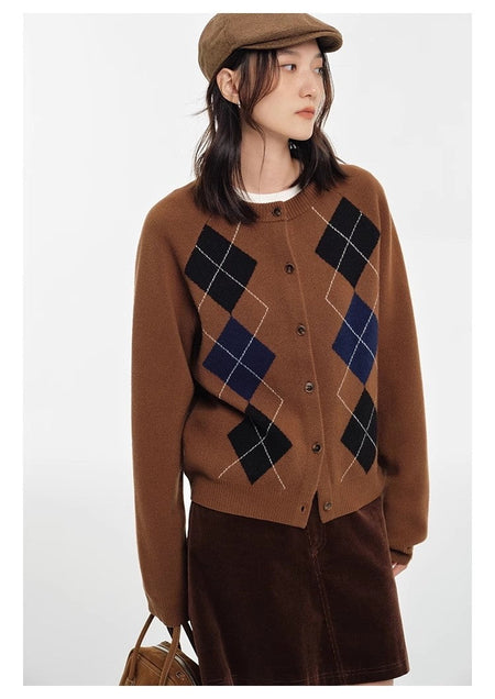 College style sweater 100% Australian Wool Sweaters Large Size Cardigan High-grade Women's Autumn Winter Fashion Knitwear