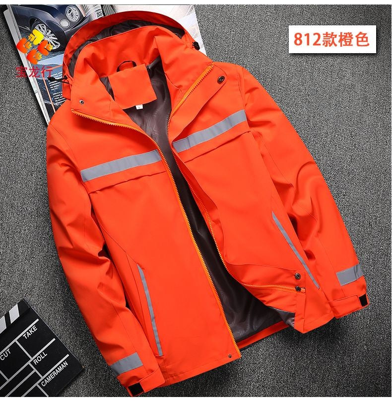 Lightweight Hooded Work Jacket, Waterproof Abrasion Resistant Reflective Outdoor Windbreaker