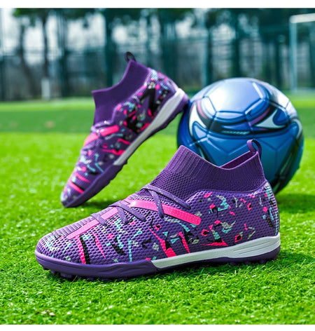 LiXingMing Football Boots Men White Professional High-Tops Soccer Society Cleats Football Shoes Non-Slip Match Training Sneaker