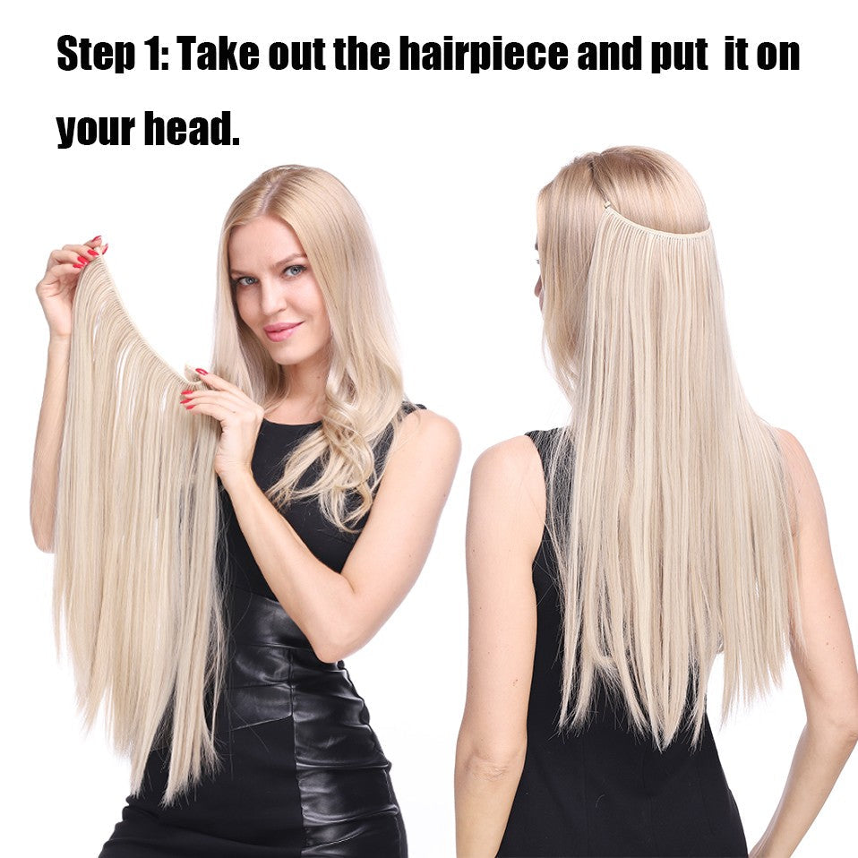 BENEHAIR Synthetic Invisible Wire No Clips In Hair Extensions Secret Fish Line Hairpieces Hair Extensions Fake Hair For Women