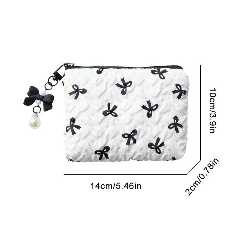1PC Color Bow Canvas Large Capacity Lipstick Air Cushion Storage Bags Women's Makeup Bag Commuter Handbag Travel Toiletry Bags