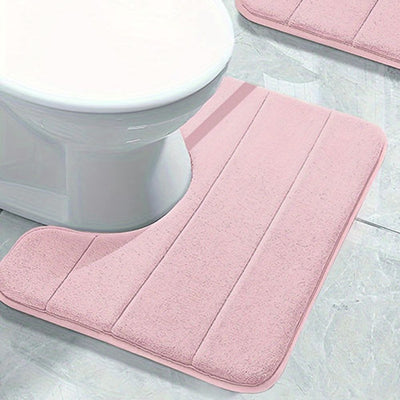 1PC pure color stripe bathroom toilet u-mat carpet, soft non-slip quick-dry bathroom mat, family bathroom bibulous shower carpet