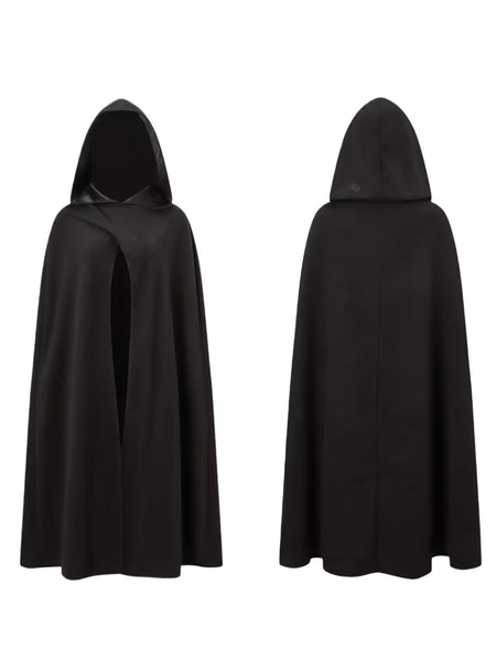 New Halloween Costume Cloak, Fleece Hooded Halloween Cape, Retro Asymmetrical Design Role Play Coat, Party Outfit, Autumn & Winter Clothing Accessory, Cosplay Costume