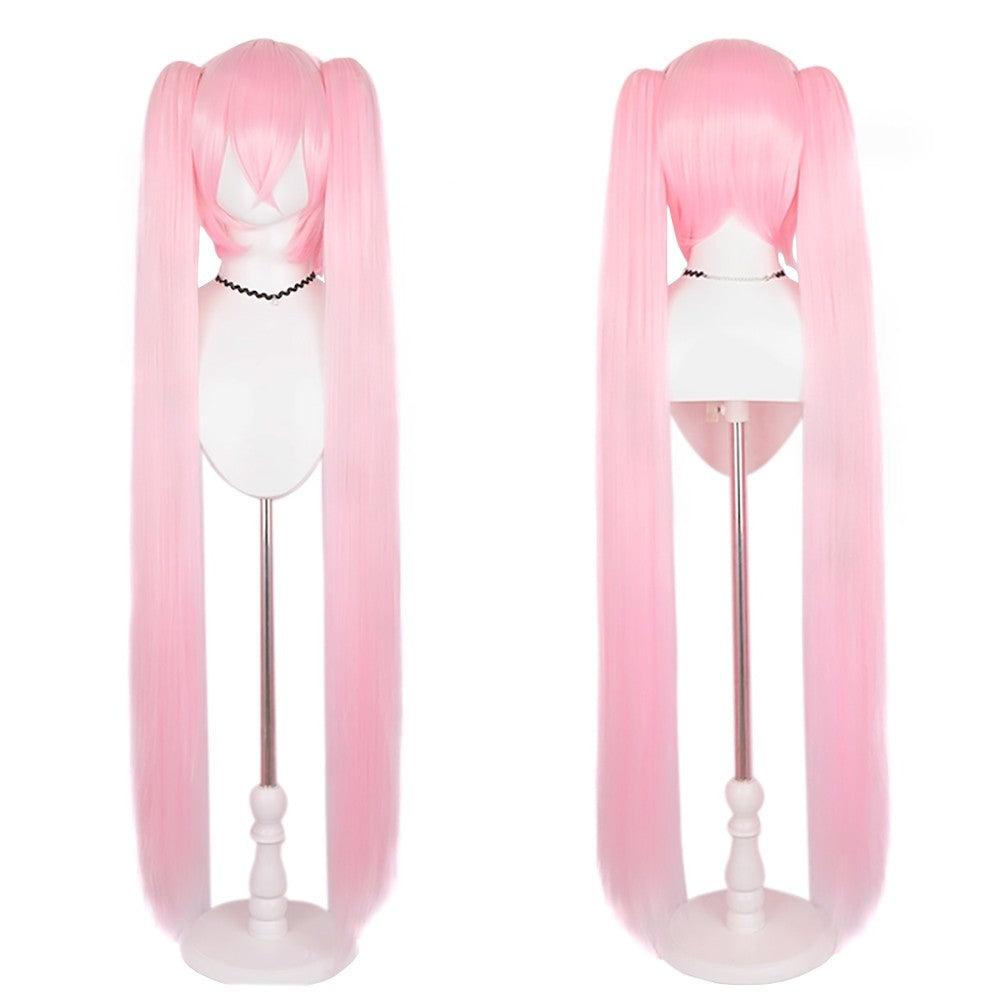 High-Quality Anime Miku Cosplay Synthetic Hair 46-Inch Detachable Double Ponytail Halloween Carnival Party Wig Heat-Resistant