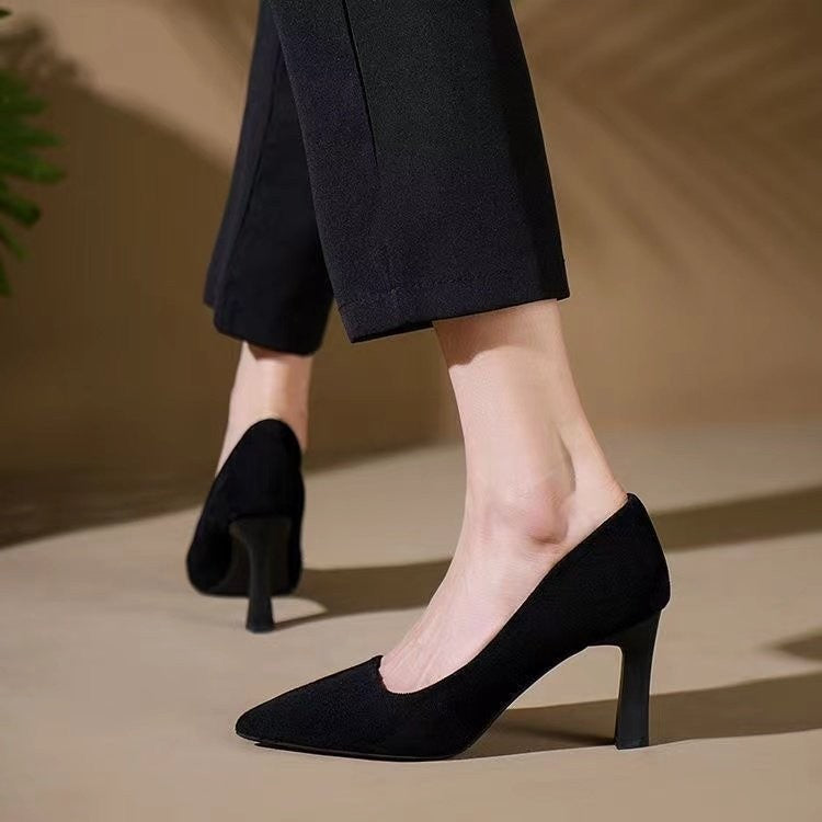 New In Black Special Head Spiral Pattern Fashion Women's Shoes Pointed Fine Heel Wedding High Heels Banquet Nightclub with Shoes