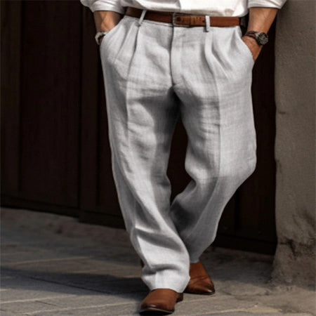 2026 Men's Stand Pocket Casual Linen Pants Solid White Gray Trouser Plus Size 3xl Mens Elegant Fashion Sweatpants Men Streetwear