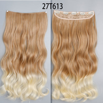 Synthetic Long Straight 5 Clip In Hair Extensions 22’‘ High Resistant Temperature Fiber Black Brown Blonde Hairpiece