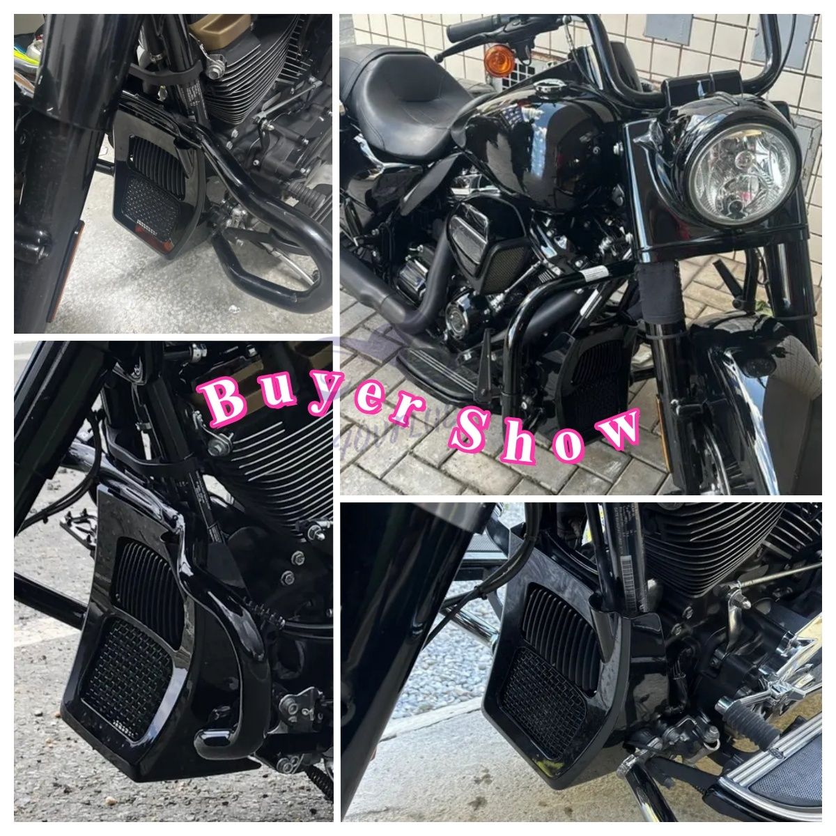 Motorcycle Fairing Front Spoilers Radiator Chin Cover For Harley Road King Electra Street Glide FLHR FLTRX 17-2025 Glossy Black