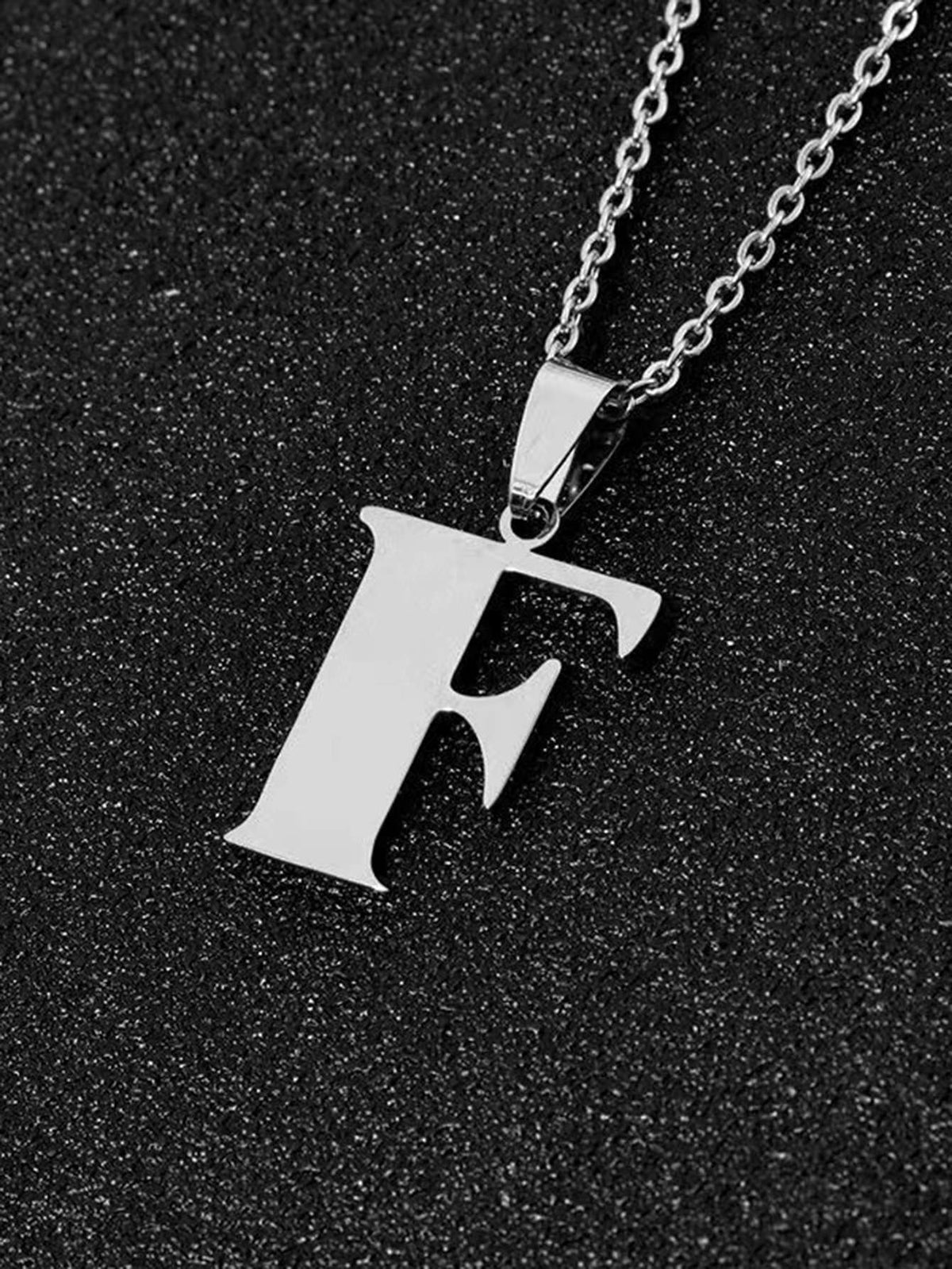 DGIDDK Stainless Steel Fashion Simple A-Z Small Letter Necklace Initial Pendant Fine Chain Alphabet Men Women Jewelry Gift