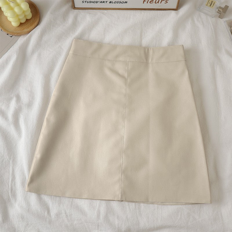 Faux Leather Mini Skirt for Women High Rise A-line PU Short Skirt with Built-in Shorts Black Brown Autumn Winter Trend Outfit