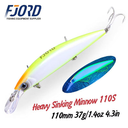 FJORD 110S 37g 90S 29g 70S 17g Heavy Sinking Minnow Fishing Lures Saltwater Freshwater Long Casting Sea Artificial Bait Jerkbait
