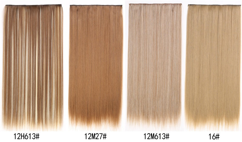 16 Clips in Hair Extensions 24Inchs Long Straight Hairstyle Synthetic Blonde Black Hairpieces Heat Resistant Fake Hair 6Pcs/Set