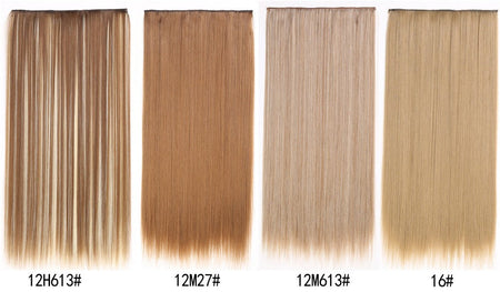 16 Clips in Hair Extensions 24Inchs Long Straight Hairstyle Synthetic Blonde Black Hairpieces Heat Resistant Fake Hair 6Pcs/Set