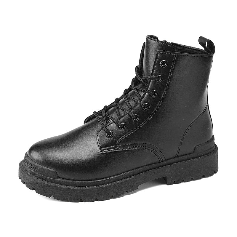 Men's Leather Boots Four Seasons Outdoor Casual Hiking Boots Retro Fashion Work Boots Thick Bottom Ankle Boots Anti-slip Fleece