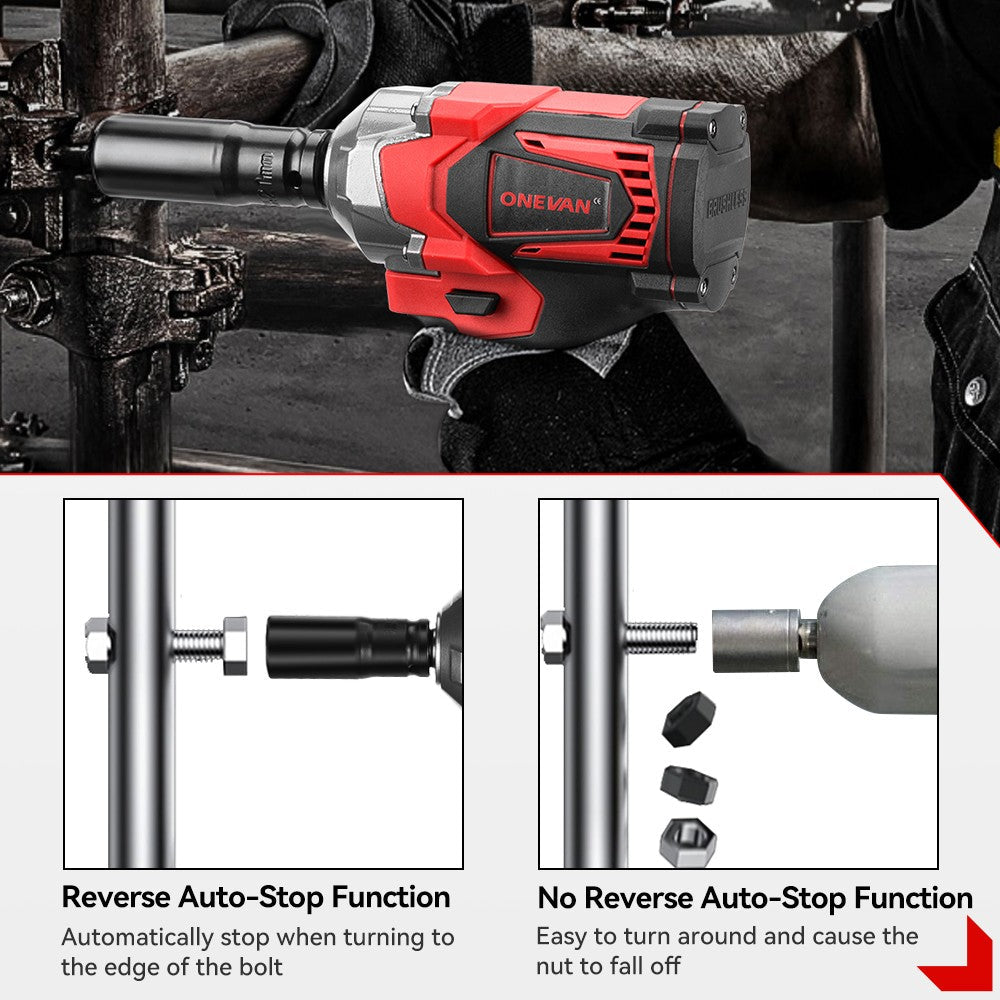 ONEVAN 1200W Brushless Cordless Electric Impact Wrench Portable Screwdriver Drill Repair Power Tool For Makita 18V Battery Pin