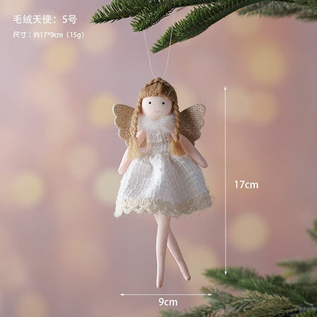 2Pcs New Christmas Cute Plush Angel Doll Pendant Lovely Boys Girls Xmas Tree Hanging Decoration Merry Christmas Party Ornaments