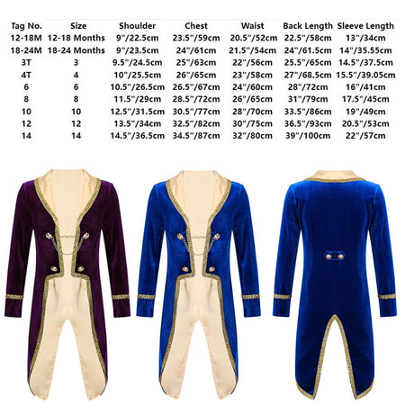 Boys Girls Prince Tuxedo Jacket Turn-Down Collar Coat Halloween Masquerade Theme Party Cosplay Costume Birthday Party Tailcoat