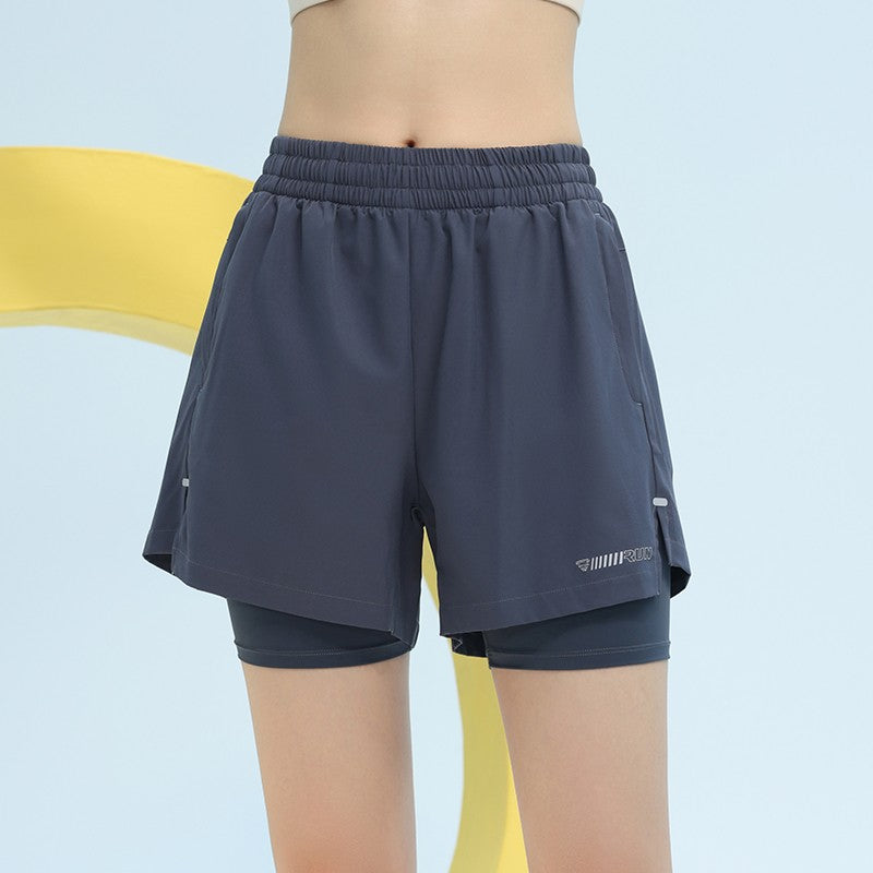 PHIGEER High Waist Yoga Shorts Summer 2 in 1 Quick Dry Workout Shorts with Pockets Women Lightweight Sweatshort Gym Clothes New