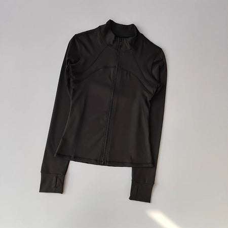 Women's Quick-Drying Long Sleeve Sports Jacket Running Training Fitness Top Gym Workout Sweatshirt - Casual Sports Coat