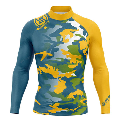 RT Men's Rashguard Surfing Shirt Camo Long Sleeve Lycra Sun Screen Beachwear Surf Sweatshirt UV Protection Swimwear New's