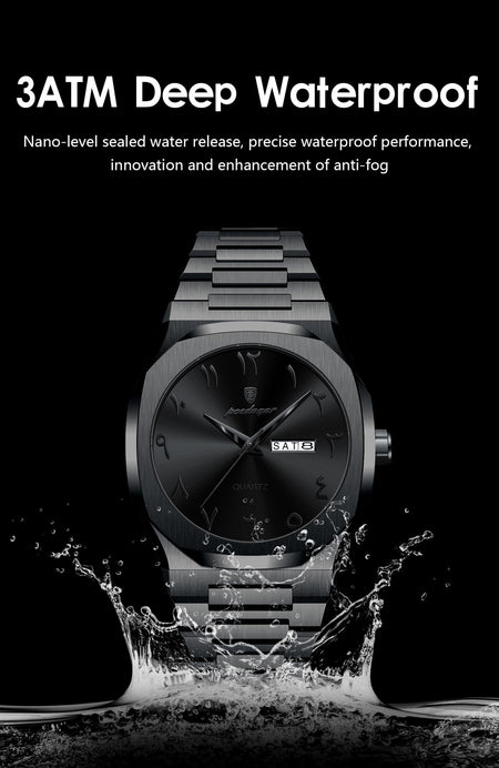 POEDAGAR Fashion High Quality Men Clock Date Week Waterproof Watch For Man Quartz Stainless Steel Luxury Men's Watches Reloj+Box