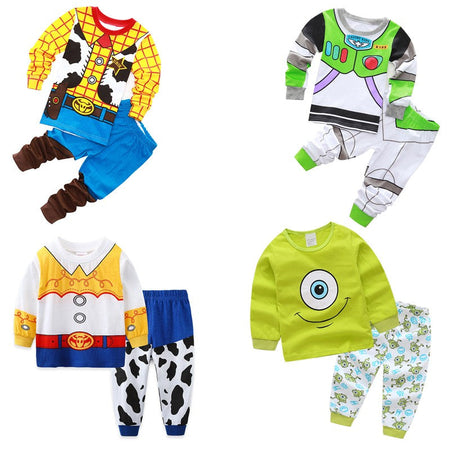 New Kids Pajama Set Cotton Soft Buzz Lightyear Print Loungewear Long Sleeve Pjs Sleepwear for Toddler Boys Girls Nighty