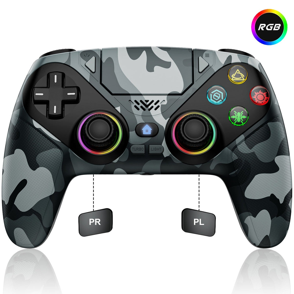 Controller for Playstation 5/PS5/PS5 Pro/Slim/PC,Wireless Gamepads RGB Joystick Turbo/Marco Program Dual Vibrate Game Controle