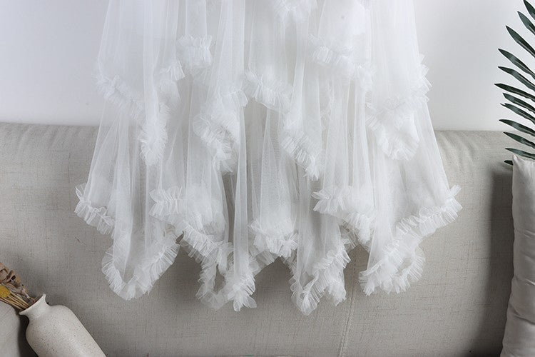 TIGENA Tutu Tulle Long Skirt for Women 2023 New Summer Korean Aesthetic Cute Irregular Mesh High Waist Maxi Skirt Female Purple
