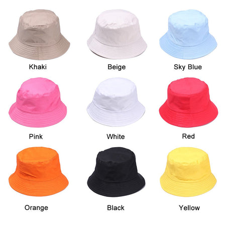 Cotton Summer Foldable Bucket Hat Unisex Women Outdoor Sunscreen Hat Pure Color Fishing Hunting Cap Men Basin Chapeau Beach Cap