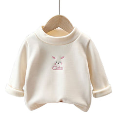 Warm and Cozy Unisex Children Fleece-Lined Base Layer Animal Sweatshirt Tops for Autumn and Winter Girls Cute Outerwear Clothes