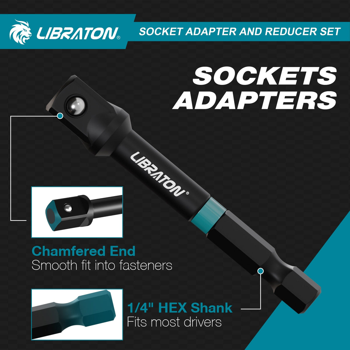 1/4" 3/8" 1/2" Impact Socket Adapters and Reducer, Includes Reducers, Universal Joints, Socket Adapter Extension, 20pcs